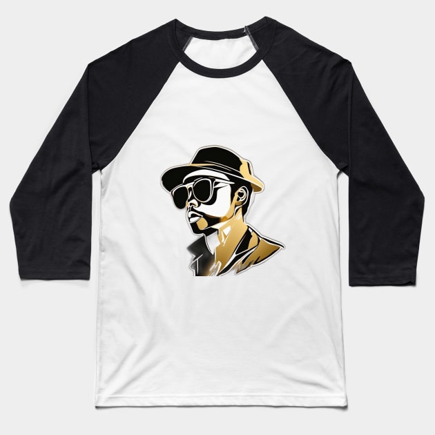 Golden Silhouette of a Stylish Gentleman No. 897 Baseball T-Shirt by cornelliusy